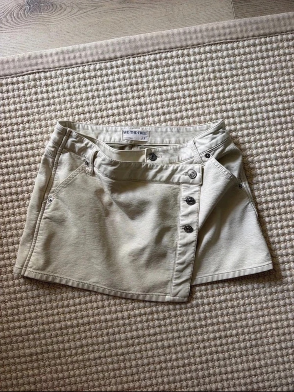Free People Cream Wrap imitation leather Skort - Cream